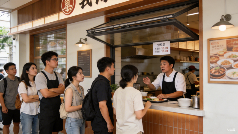 排队1小时、多菜品售罄,贾国龙下场卖焖面:人均五六十元,店员称“不想关联西贝”